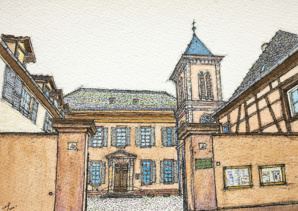 〔그림2〕 이곳에서 칼뱅은 프랑스 피난민 교회의 목회자로, 스트라스부르 아카데미의 교육자로, 《기독교강요》 2판(1539)과 《로마서 주석》(1540)을 집필한 신학자로, 이들레트 드 뷔르라는 여인과 결혼한 남편으로, 로마 가톨릭과 프로테스탄트의 대화에 참여한 활동가로 살았다.