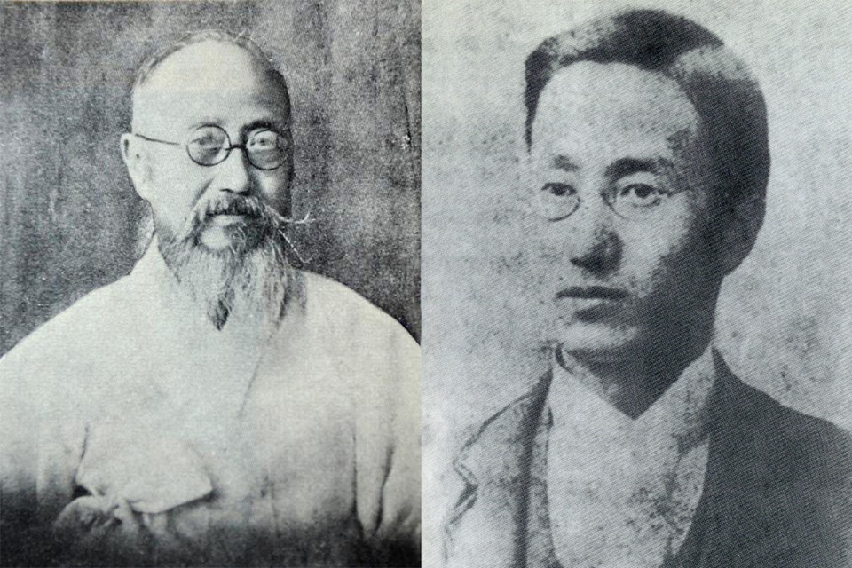 윤치호(왼쪽은 1945년 당시, 오른쪽은 에모리 대학 재학 시절)