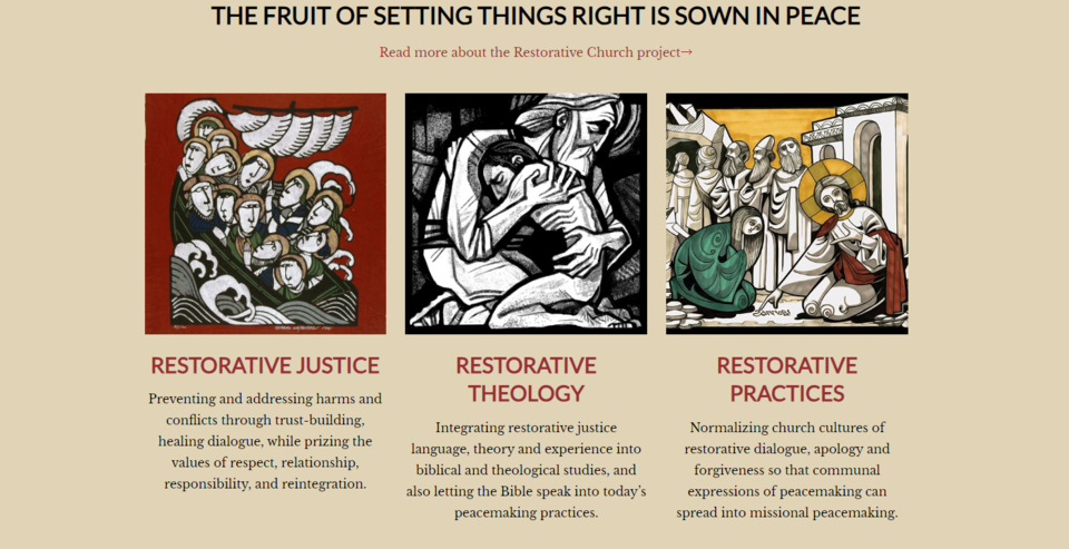 메노나이트 화해 서비스 MCS 홈페이지(restorativechurch.org) 갈무리