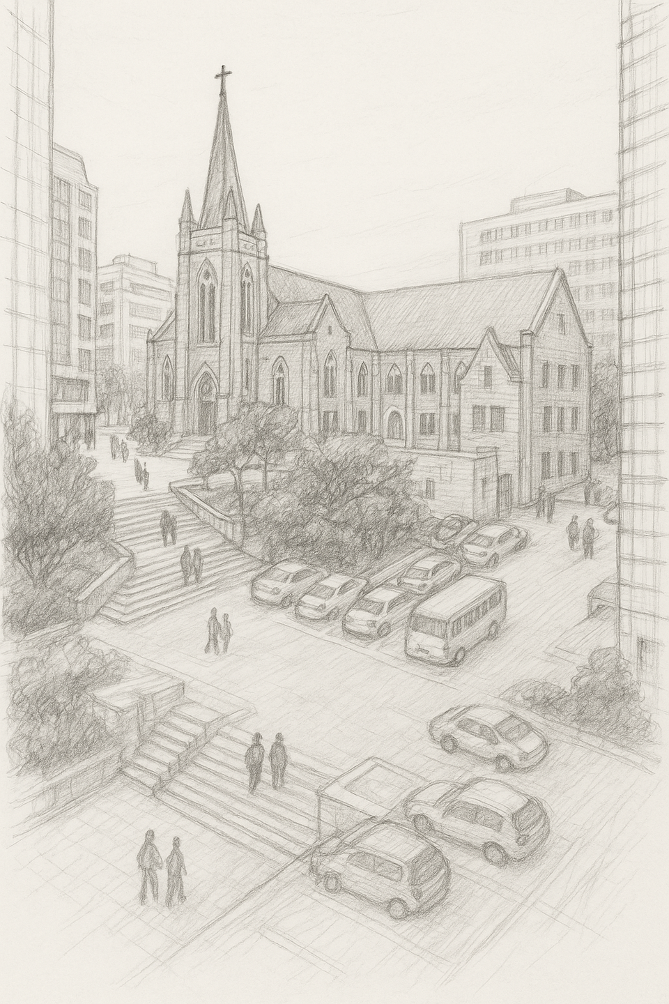 오래된 정원을 밀어버리고 주변 땅들까지 사들인 우리 교회는 그 자리에 석재 블록으로 마감한 작은 광장과 지하 주차장까지 갖춘 거대한 기념관을 건축하였다.&nbsp;<br>