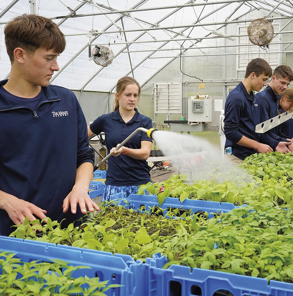 마운트 아카데미의 농업과학부 학생들은 채소를 기른다. (사진: 마운트 아카데미 제공)